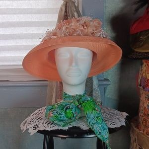 Peach Summer Straw Hat NWOT